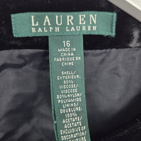 NWT Lauren Ralph Lauren Sleeveless Black Embroidered Velvet Blouse Top Size 16 - Picture 4 of 6